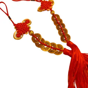 Five Emperors Copper Coins 2026 New Year Decoration Items Door to Door Auspicious Pendants for Horse Year Spring Festival Chinese Knotting Red Tassel