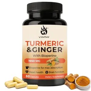 VYHTHY Turmeric and Ginger Supplement 1950mg with BioPerine Black Pepper Extract – Standardized 95% Curcuminoids for Joint Comfort, Mobility & Immune Support – 60 Easy to Swallow Veggie Capsules