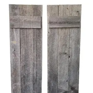 Rockin' Wood Rustic Shutters Made from 100% Reclaimed Weathered Wood - Perfect for Farmhouse Barnwood Style Decor - Set of 2 - Made in The USA (11"x36") Hanging Wall
