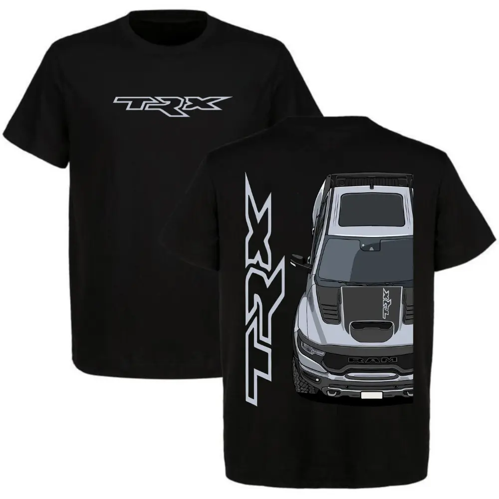 Men's Regular 100% Cotton Silver Ram TRX Front Angle Graphic Tee - Dodge Performance Pickup Truck Streetwear, High Print, All Season Unisex Casual Automotive Fashion Shirt, Cold Wash Safe Gift for Truck Enthusiasts