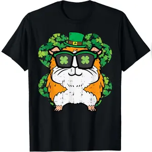St Patricks Day Guinea Pig Saint Pattys Paddys Men Women T-Shirt Soft Cotton Tee Daily