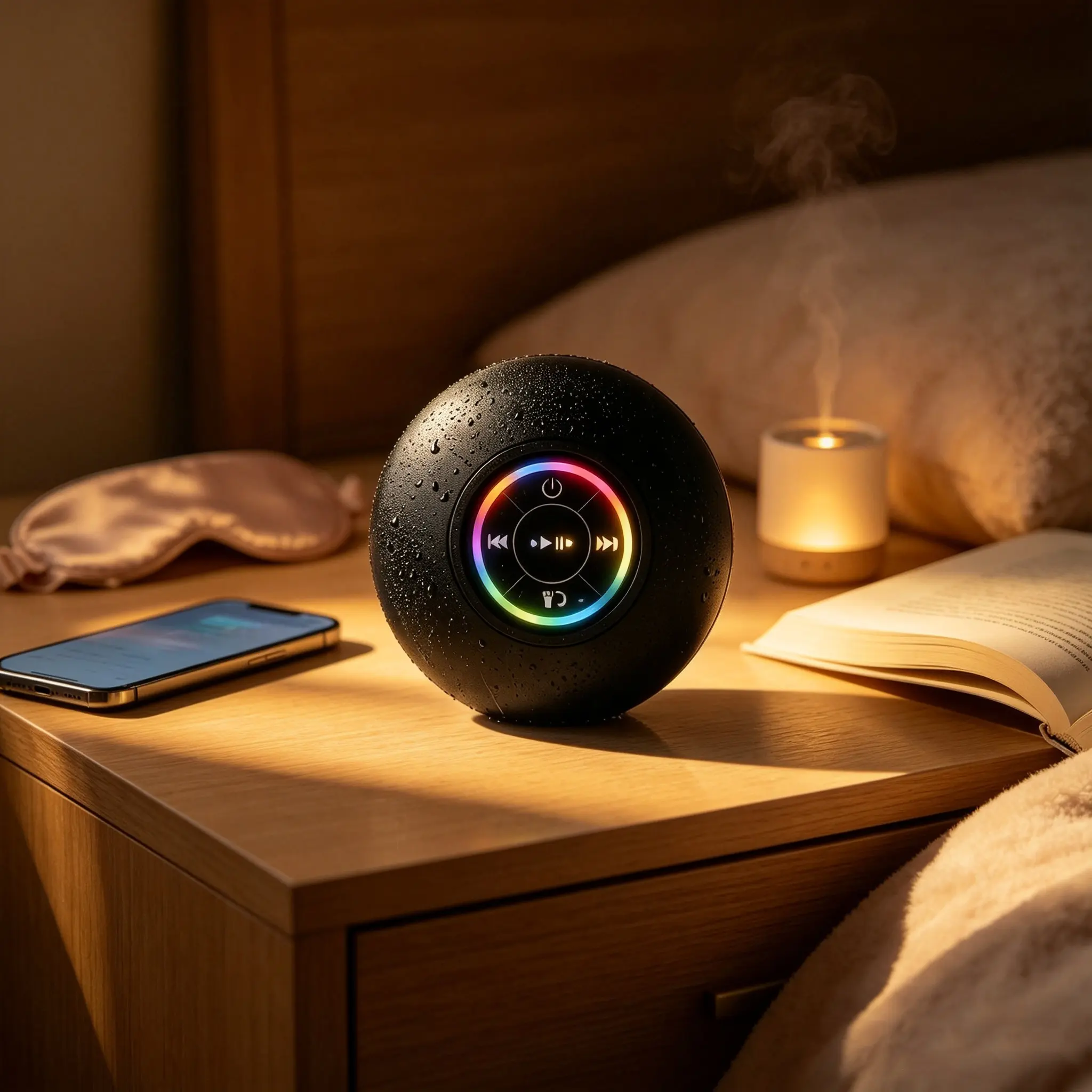 Shower singing must-have! IPX6 Waterproof Speaker: cool LED light show. USB rechargeable + hands-free calling, safe for bathroom!