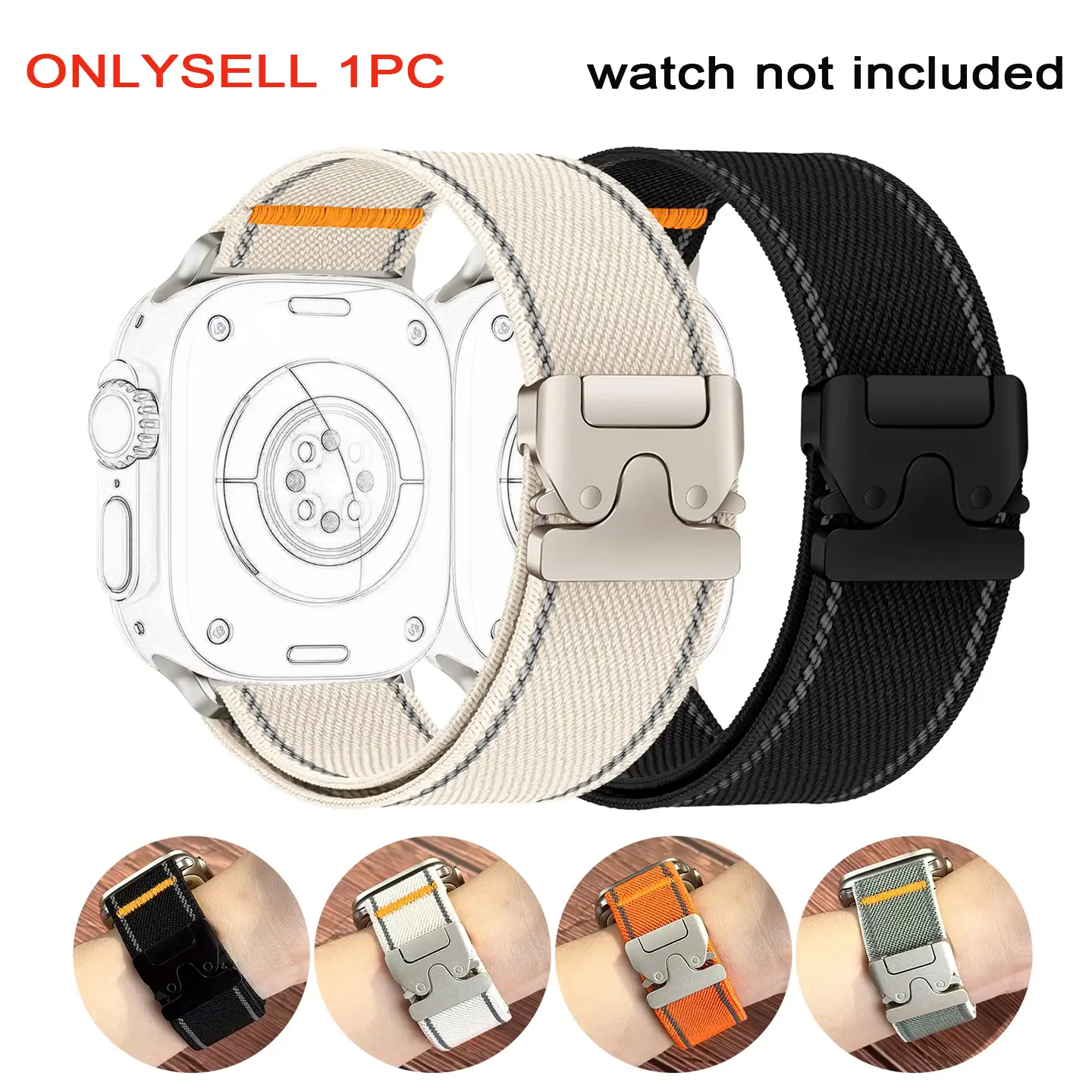 Nylon Strap for Apple Watch Band Ultra 2 49mm 11 10 9 8 46mm 45mm 41mm 44mm 42mm Braided Elastic Bracelet for IWatch Series 6 SE
