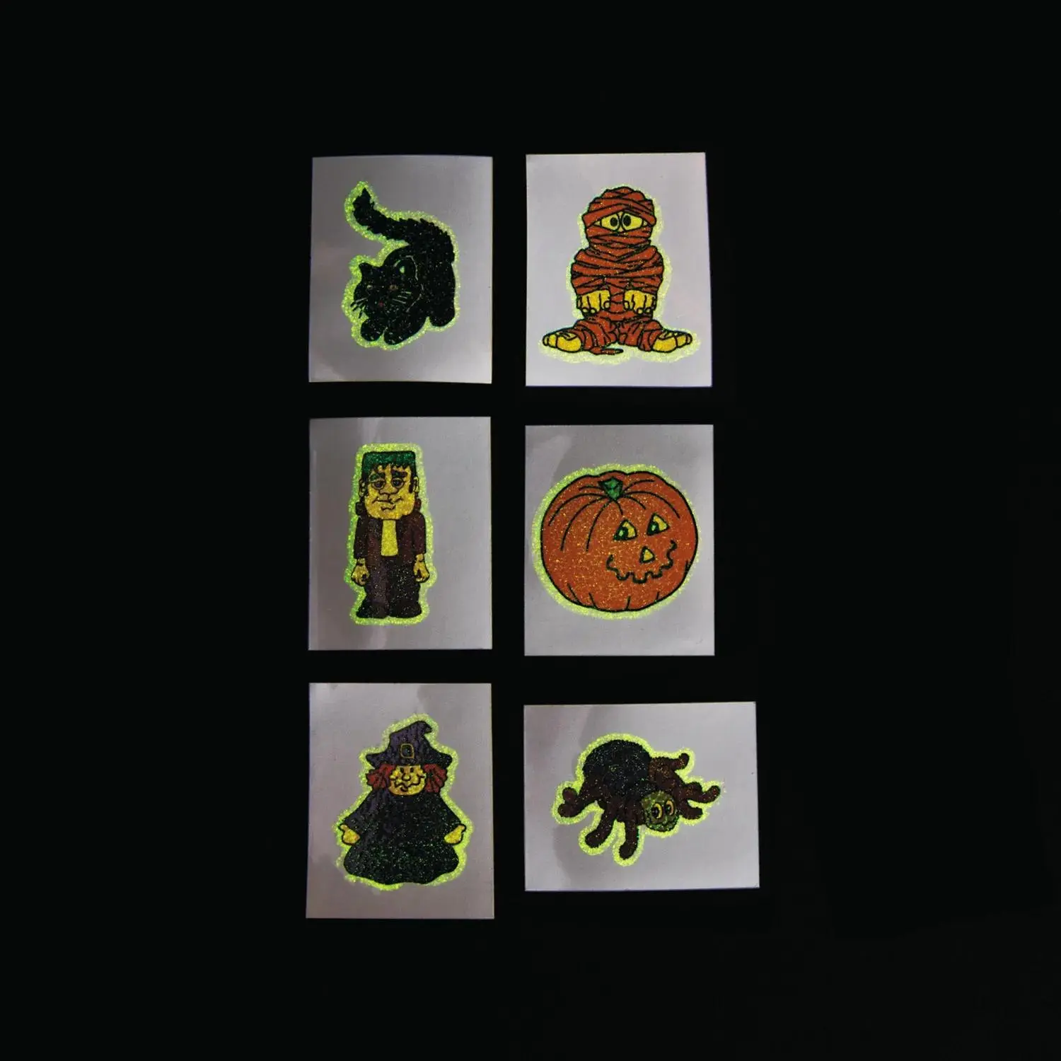 Halloween Glow-in-the-Dark Temporary Tattoos, 1 1/2", Bulk 72 Pcs, Multicolor, Glowing Effect