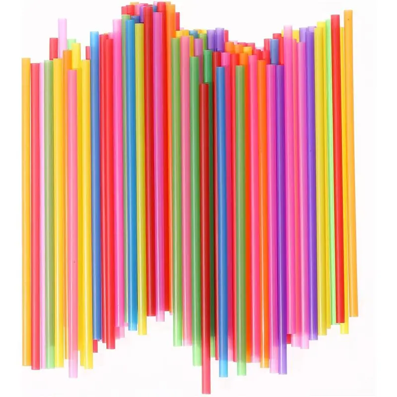 200 PCS Colourful Disposable Plastic Drinking Straws – Rainbow Party Straws Bulk for Smoothies, Milkshakes, Cold Drinks – 7.87” Long, 0.236” Diameter – BPA-Free, Durable Bar Accessories, Assorted 7 Colours, plastic straws, Disposable straw,cocktail straw