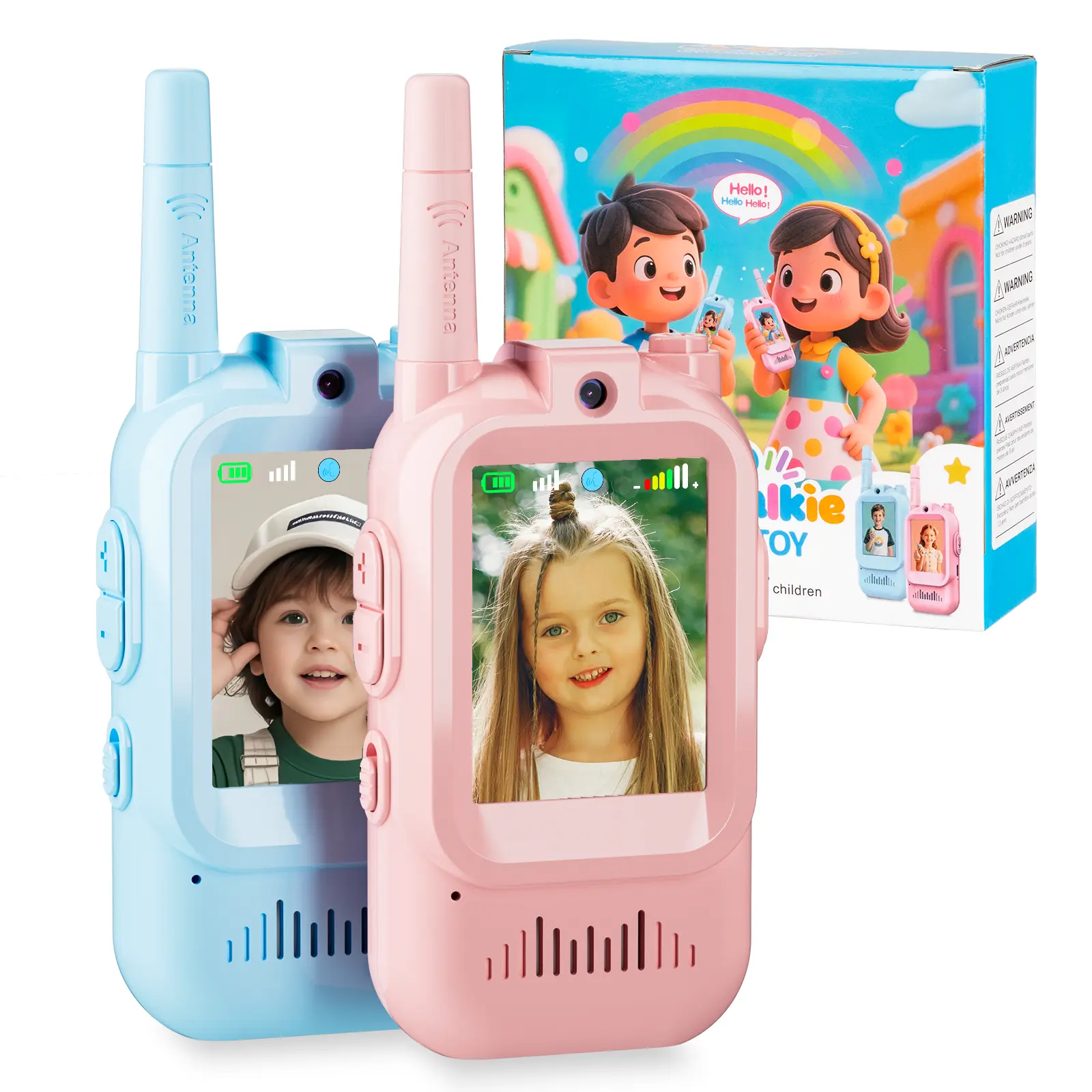 Knight Information Technology Co. Kids' 2-Pieces-in-1-Set Walkie Talkies - Lithium Ion Cells Compatible, Built-in HD Camera, Voice Changer, Long-Range Communication, Batteries Not Included, Christmas Presents for 3-12 Age Group, Outdoor Hiking Camping, Ba