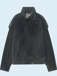 Spring Vintage Jacket Stand Collar Design Leather Motorcycle Style Zipper Coat, Cross-Border Women's Fashion Outerwear