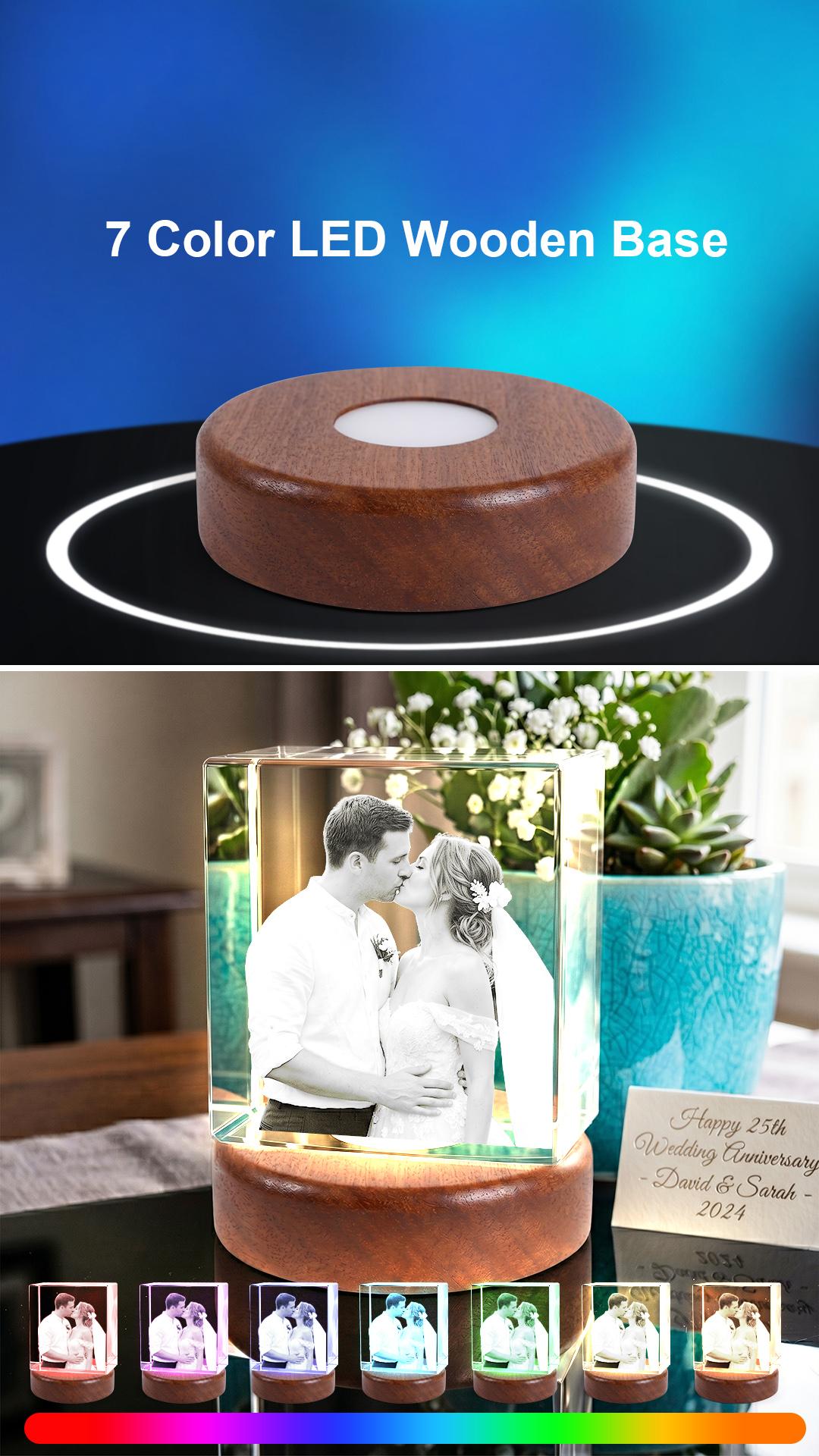 Iceberg K9 3D Laser Engraved Custom Photo Crystal Frame, Touch Control Multicolor LED Light Base, Personalized Family & Pet Memory Keepsake Ornament, Sentimental Desktop Home Decor Gift for Mom, Dad, Lovers, Birthday & Anniversary