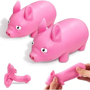 Piggy Stretchy Sensory Stress Relief Toys, Pig Sand Filled Squishy Animal Toy Squeeze Sand Rebound Ball Fidget Knead Toy Pinch Stress Relieve Party Favors