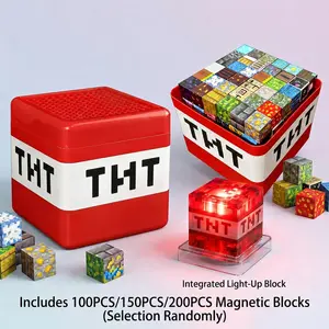 Magnetic Building Blocks Set 100/150/200 PCS | Light Up & Standard Magnetic Tiles Cubes for Toddlers 3+ | STEM Montessori Sensory Toys with Storage Box | 3D Creative Construction Stacking Play for Spatial Reasoning | Christmas Birthday Gifts for Boys Girl