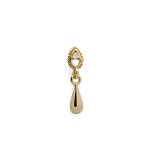 14K Gold Diamond Teardrop Dangle Threadless End