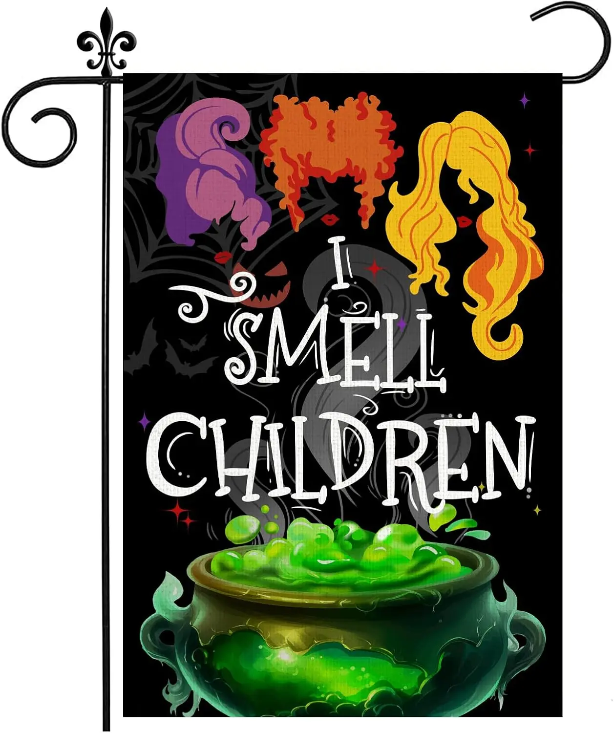 Halloween Garden Flag - I Smell Children Garden Flag, Burlap Witch Yard Flags for Outside,Hocus Pocus Yard Flag 12x18 Double Side for Halloween Outdoor Decorations