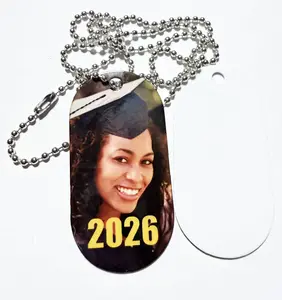 Double Sided Sublimation Dog Tag Keychains or Ball Chain for Necklace Bundle Deal with Custom Design Printed on 8.5"x11 Sublimation Paper 12 Blank Templates & 12 Aluminum Tags