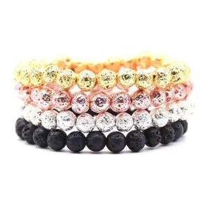 "Elegance" Lava Stone Bracelet,natural beads dipped in lustrous metallic tones,gifts,