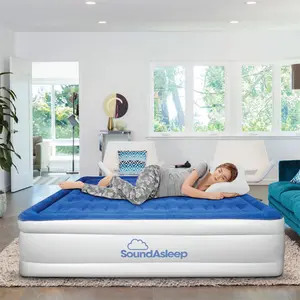 Dream Series Luxury Air Mattress with ComfortCoil Technology & Built-in High Capacity Pump for Home & Camping- Double Height, Adjustable, Inflatable Blow Up Bed, Portable - Queen Size