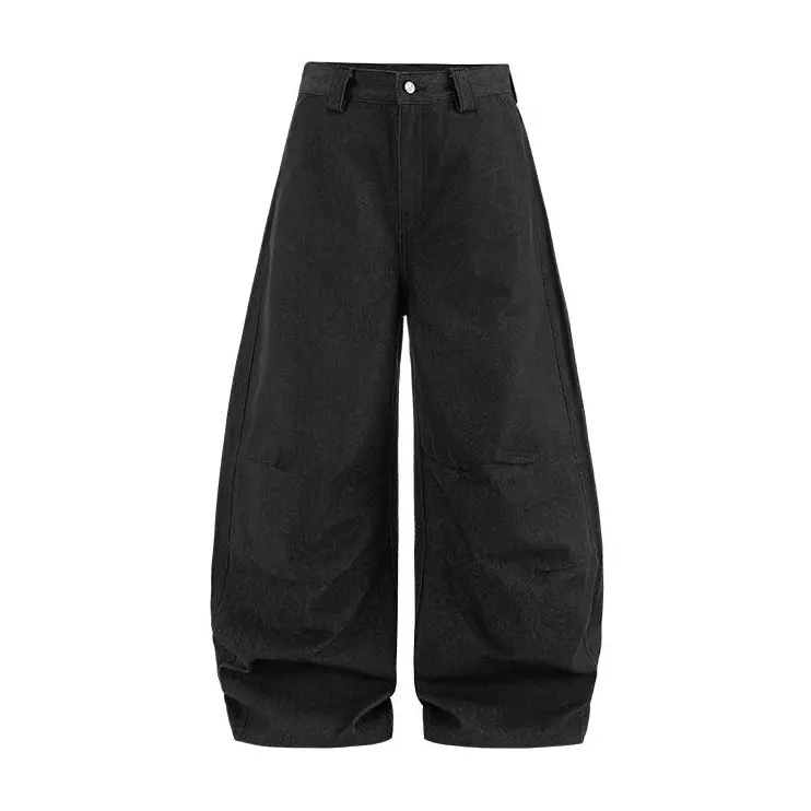 inflation Men's Baggy Loose-Fit Vintage Jeans - Menswear Fashion Denim Pants, Raw Indigo Denim with Curved Blade Design, Retro Vintage Clothing Pants, Plain Denim Trousers