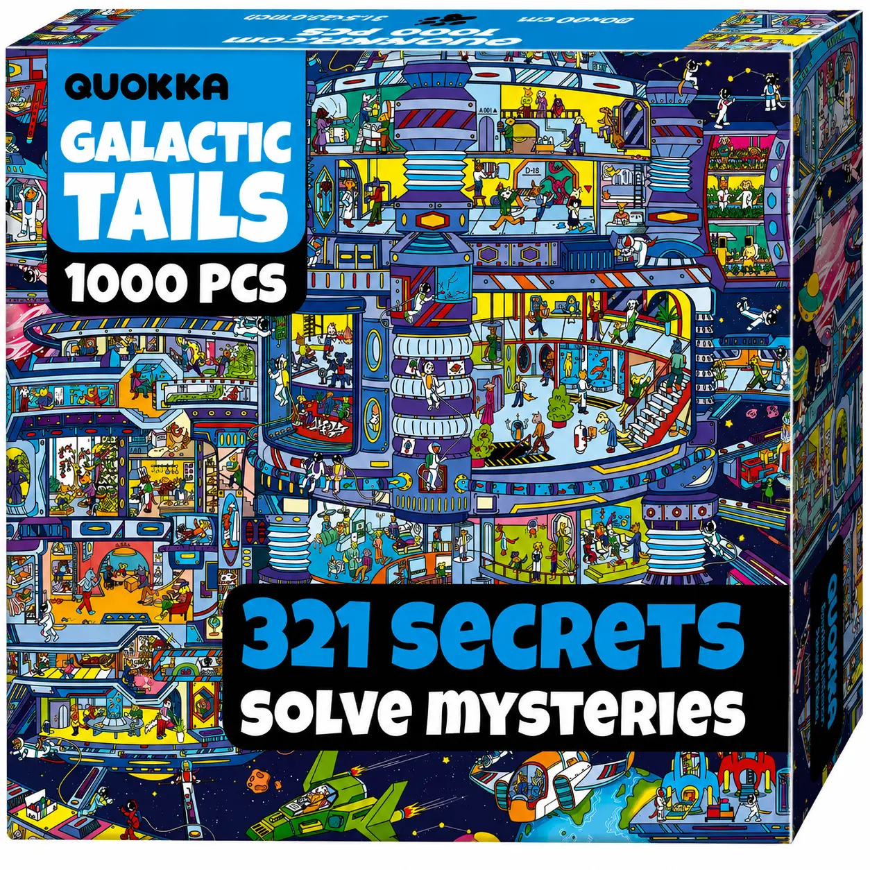 QUOKKA 1000-Piece Creative Jigsaw Puzzle for Ages 15+, Galactic Tails Sci-Fi Art Puzzles Gift with Hidden Details, Relaxation Activity, Bonus Envelopes, Imaginative Characters, Challenge Toy for Grown Ups