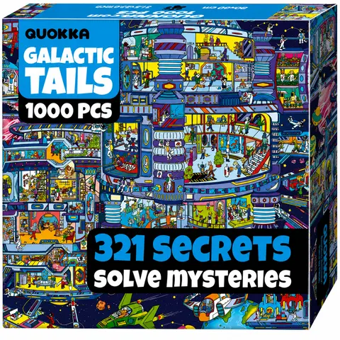 QUOKKA 1000 Piece Puzzle for Adults Galactic Tails with Hidden Secrets & Audio Story – Premium Box Packaging – Extra Fun Challenges
