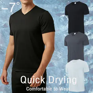 Men's Quick-Dry Ice Cooling Short Sleeve T-Shirt - Breathable High-Elasticity Fibers, Moisture-Wicking Fast-Dry V Neck Casual