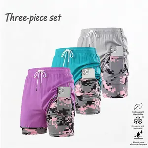 3-piece set of women’s casual athletic shorts with built-in lining, drawstring, elastic waistband; suitable for outdoor sports, fitness, running, and casual wear; women’s shorts, athletic shorts, womenswear
