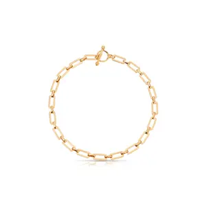 Ettika Golden Flat Rectangle Chain Necklace 18kt Gold Plated Brass Simple Design Lightweight 15 Inches Everyday Wear
