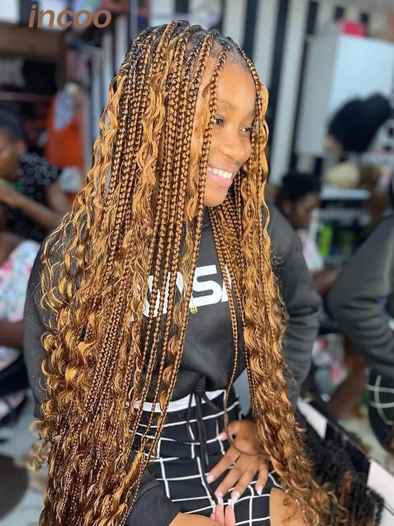 MERMAID VIBES,BRAIDED LACE FRONT WIG Outre 100% Full Hand Tied Glueless HD Whole Lace Wig BOHO  main image 3