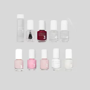 French Manicure Mini Flight and Fast Track Cherry Mini Kit, Fingernails and Toenails, Professional Nail Care System, Long-Wear Chip-Resistant Formula, 10-Piece Bundle, 0.93 fl oz Total.