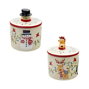 Temp-tations Seasonal Set of (2) Ceramic Treat Jars