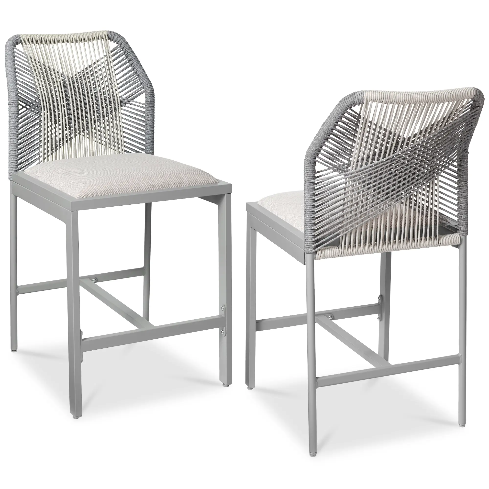 Best Choice Products Set of 2 Indoor Outdoor Counter Height Barstools w/ All-Weather Rope & Aluminum Best Choice Products Set of 2 Indoor Outdoor Counter Height Barstools w/ All-Weather Rope & Aluminum