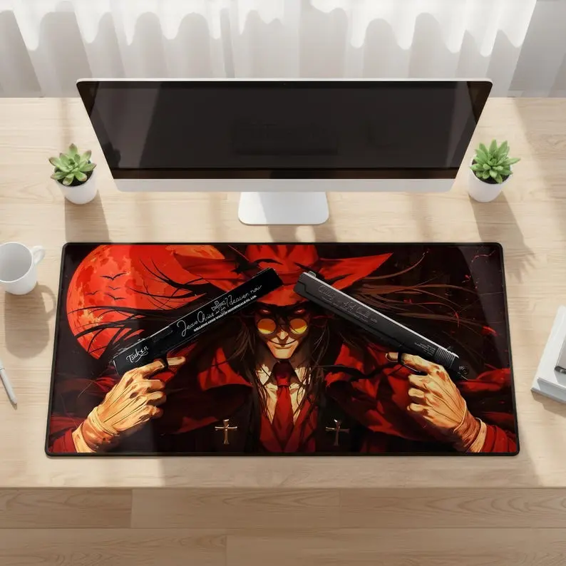 [Sale Up to 65% Off][Free Shipping] Hellsing Ultimate Mouse Pad, Dark Vampire Anime Desk Mat, Alucard Gaming Mousepad, XL Extended Keyboard Pad, Gothic Horror Desk Setup, Non-Slip Gamer Gift