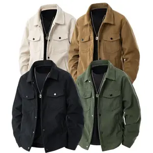 New simple and versatile corduroy spring long-sleeved jacket, men's stand-up collar jacket, and casual jacket for young men