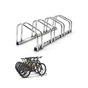 4-Compartment Freestanding Bike Floor Stand,Indoor Outdoor Dual Bike Storage Organizer, Fits 22-28" Wheels & 2.2" Tire Width, Heavy Duty Steel Two-Wheeler Parking Rack for Garage, Home or Bike Shop