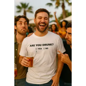 'Are You Drunk?' Funny T-Shirt QR Code (Light Versions) Cotton Fabric Tshirt