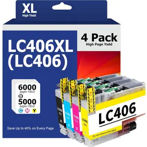 Cartridges 4 Pack Replacement for Brother Printer MFC High Yield Multipack for Color and Black Everyday Home Office Printing