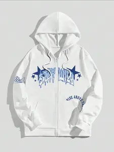 Men's Star Print Autumn Winter Sweatshirt Hoodie, Long Sleeve Fashion Streetwear, Hip Hop Rapper Style, Casual Outdoor Sporty Gym Wear, Simple Design