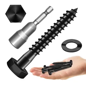 MYWISH (20Sets) 1/4" x 2" Hex Head Lag Bolts, Heavy Duty Lag Screws with Washers, 304 Stainless Steel Bolts 18-8, Lag Screws Wood Screws, Partial Thread Black Oxide, 1/4 Bolt
