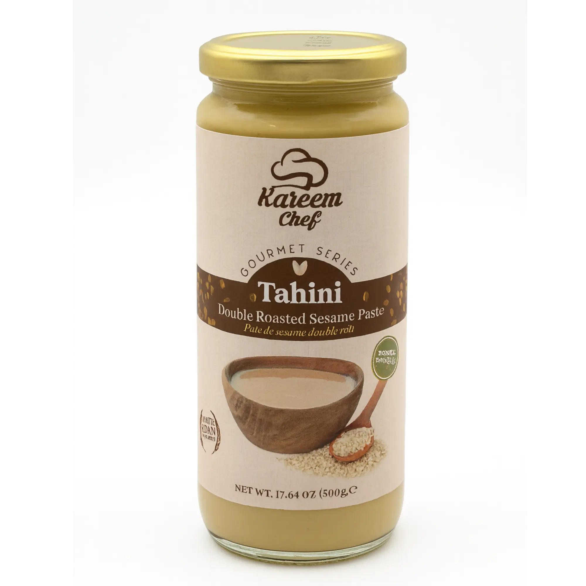Kareem Chef Tahini Double Roasted Sesame Paste 500g - Rich Roasted Flavor for Salads Sandwiches & Spreads