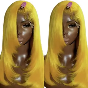 Sun-Kissed Yellow Dream Synthetic Wig – 13x4 HD Lace Front Synthetic Wig Available in Pink and Lilac Color