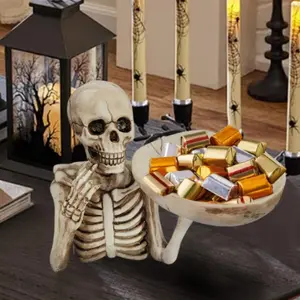 Halloween Skull Hand Bone Tray, Creative Desktop Candy Key Holder, Unique Decorative Ornament, Fun Halloween Decoration