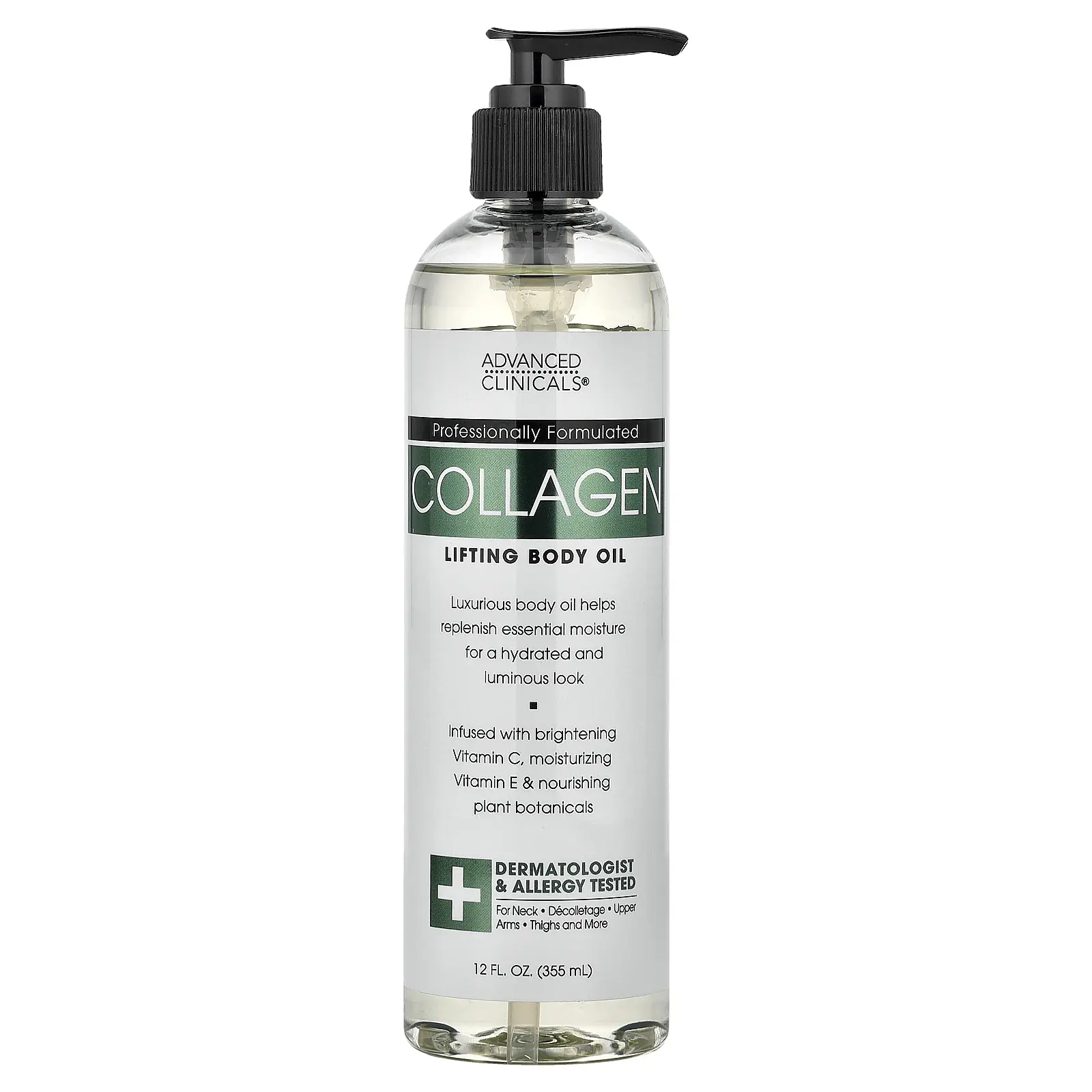 Advanced Clinicals Collagen, Lifting Body Oil, 12 fl oz (355 ml)