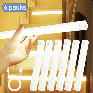 6 Pack Motion Sensor & Light Sensor LED Lights Indoor Magnetic Wireless Closet Lights Battery Powered 3 Modes Under Cabinet Lighting for Stairs Kitchen Bedroom 11.8in Cool White tiktokshopspringglowup