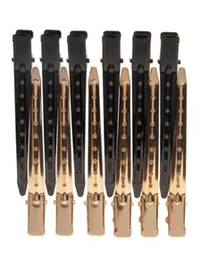 Diane 12 Pack 3 1/2" Black & Gold Duck Bill Clips #D2022