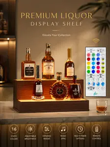 24 Inch LED Liquor Bottle Display Shelf – 3 Step Grey Bar Shelf with Music Sync & App/Remote Control | Illuminated Storage for Home Bar, Party, Kitchen & Man Cave Decor customized
