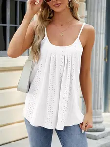 Cutout Halter Top for Women, Loose Fit Conceals Belly, Slimming Babydoll Shirt, European and American Style Sleeveless Top