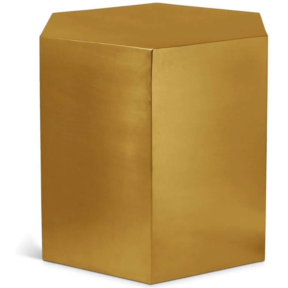 Hexagon Brushed Gold End Table