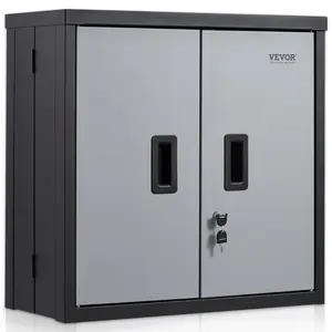 fathersdaygift  VEVOR Foldable Wall Cabinet, Metal Garage Locker Mounted 26 Small Tool Chest 240 LBS Loading Capacity Adjustable Shelf Magnetic Door File for Warehouse Office Home Black