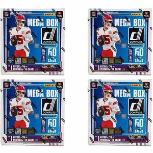 PYT BREAK 268 (4 BOX) Donruss Football Mega Box Break 2025 NFL Trading Cards Live Break! 1 Auto or Memorabilia Card on Average