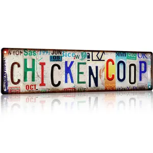 Vintage Chicken Coop Accessories – Funny Rooster Garden Signs and Grunge Room Decor – Country Farmhouse Wall Art for Outdoor Kitchen Gifts for Women and Hen Lovers