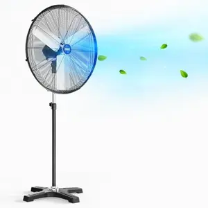 ROVSUN 30'' Industrial Heavy Duty Standing Fan, 8600CFM High Velocity Pedestal Fan with One-touch Oscillating Function, Adjustable Height, for Shop, Workshop, Garage, UL Listed, Black, 220W