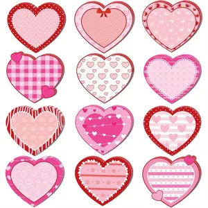 12 Designs 240 Sheets & Heart Sticky Notes, 3.9x3.4 Inches Valentine's Day Mini Stickers, Self-Adhesive Love Notes, Paper Material
